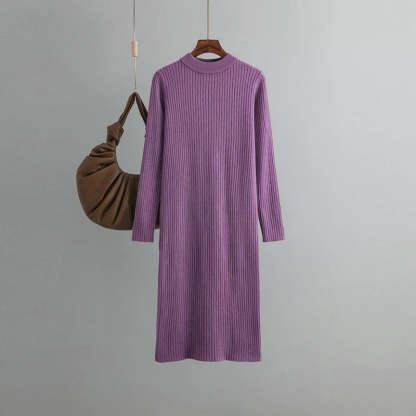 Basic O-Neck Loose Sweater Dress For Women-Soco Hoodie