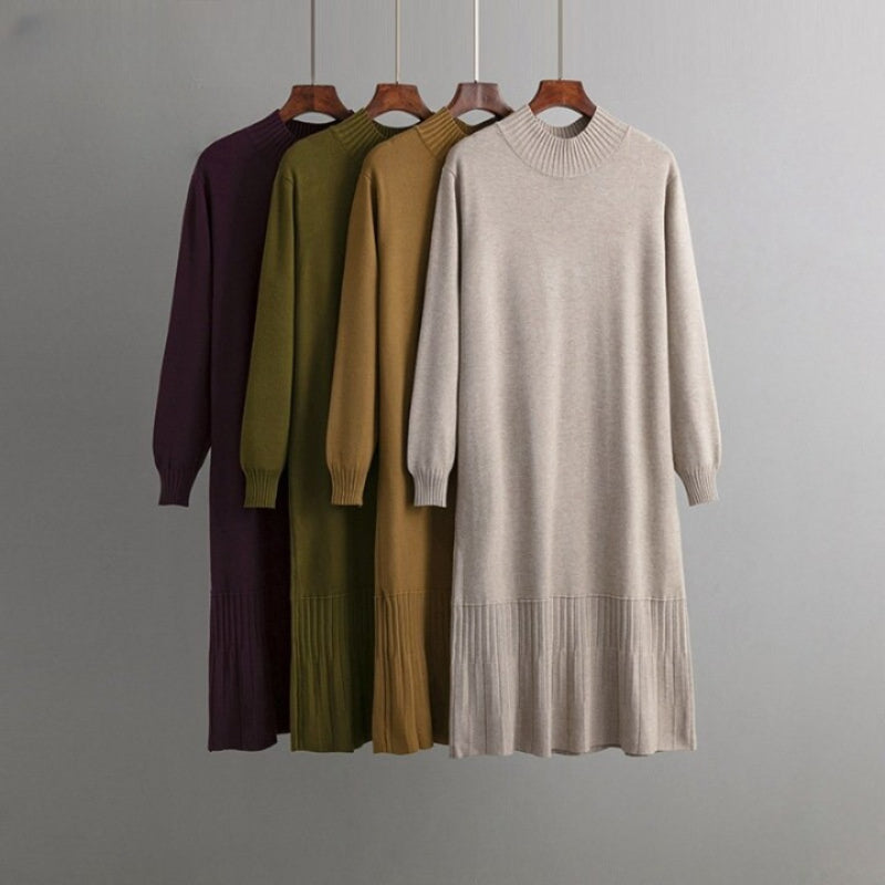 Oversized Loose Casual Knitted Pullover Sweater Dress-Soco Hoodie