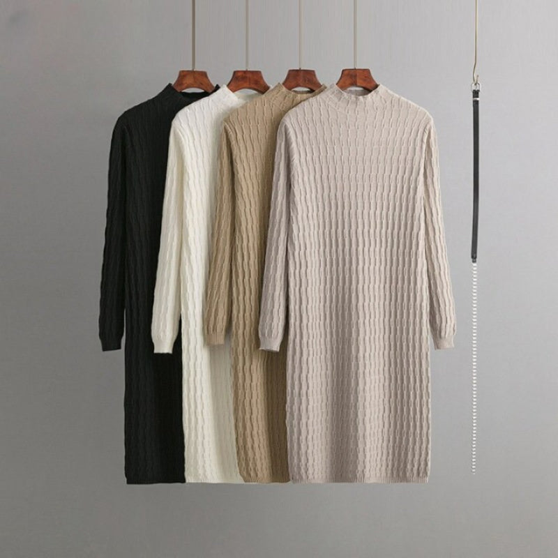 Casual Loose Knitted Long Sweater Dress With Belt-Soco Hoodie