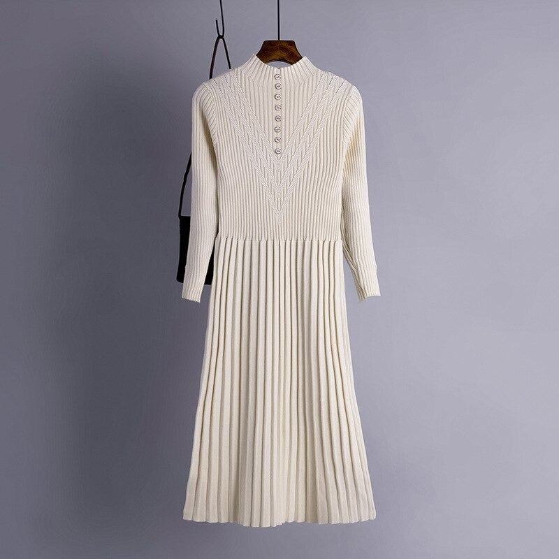 Thickened Straight Woolen Long Knitted Sweater Dress-Soco Hoodie