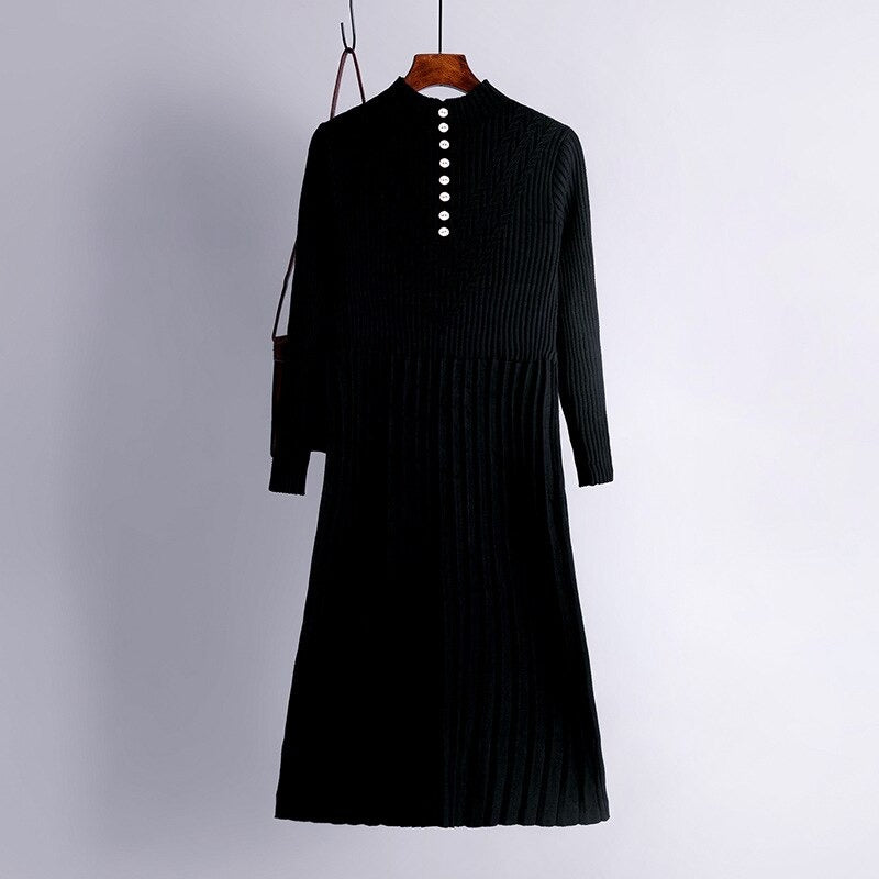 Thickened Straight Woolen Long Knitted Sweater Dress-Soco Hoodie