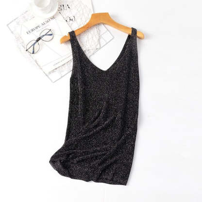 V-Neck Loose Bright Knitted Camisole Tanks For Women-Soco Hoodie