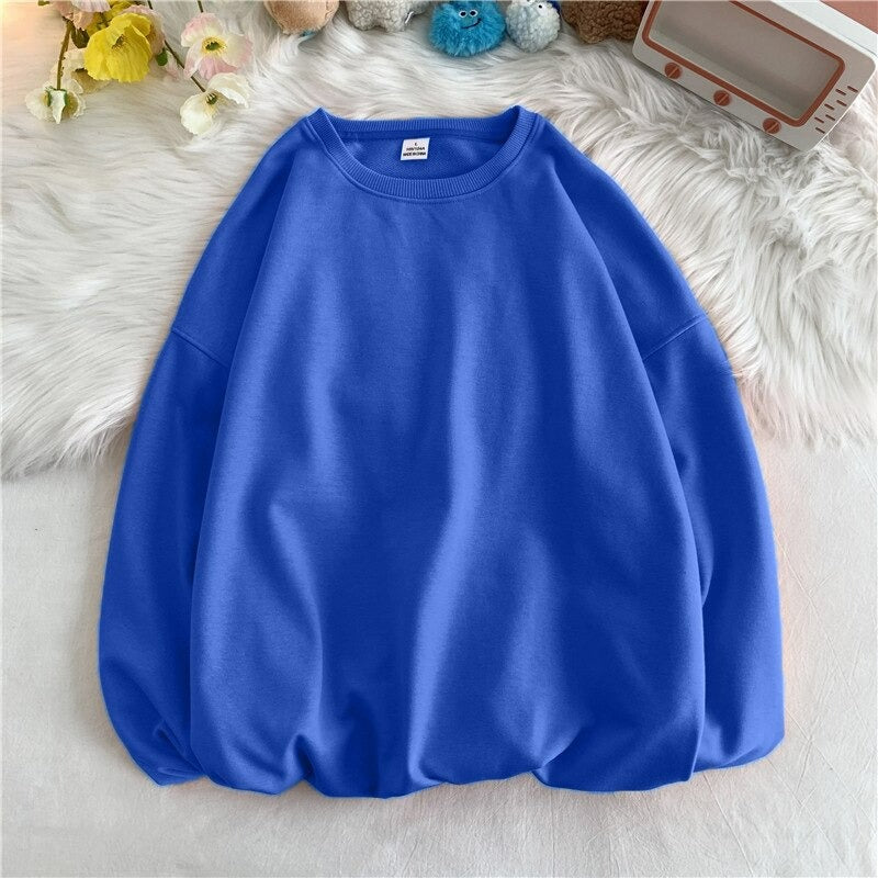 Women's Solid Color Loose Fit Sweatshirt-Soco Hoodie