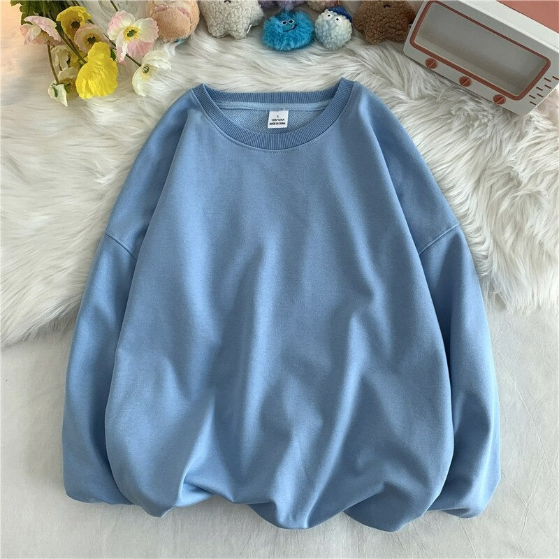Women's Solid Color Loose Fit Sweatshirt-Soco Hoodie