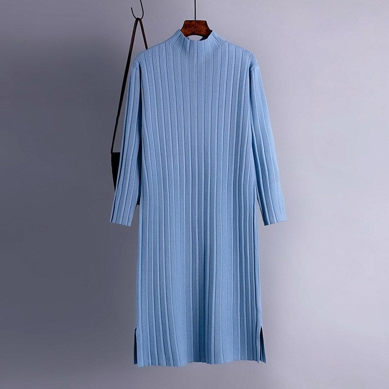Women's Long Knitted Women Split Sweater Dress-Soco Hoodie
