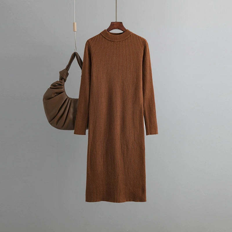 Basic O-Neck Loose Sweater Dress For Women-Soco Hoodie