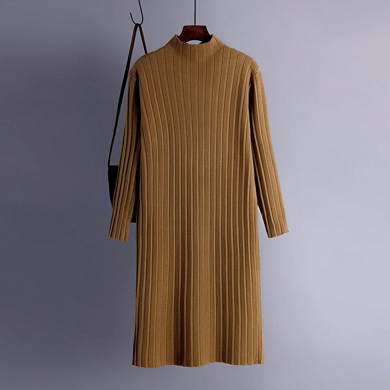 Women's Long Knitted Women Split Sweater Dress-Soco Hoodie
