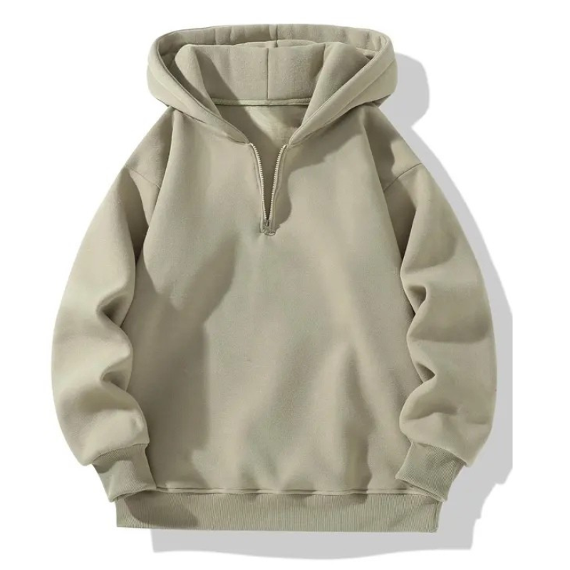 Men's Plain Half Zip Drop Shoulder Essentials Hoodie,