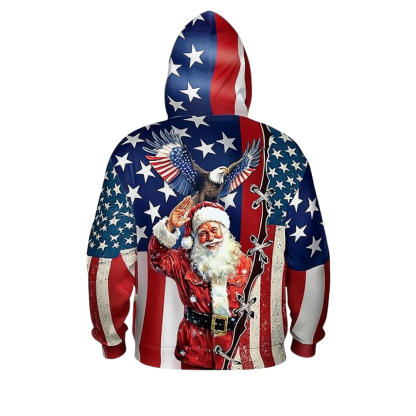 All Over Santa Costume Print Hoodie With Pocket