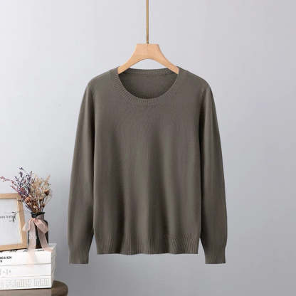 Cashmere O-Neck Solid Long-Sleeved Pullover For Women-Soco Hoodie