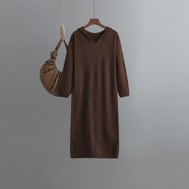 Casual Hooded Long Sweater Dress For Women-Soco Hoodie