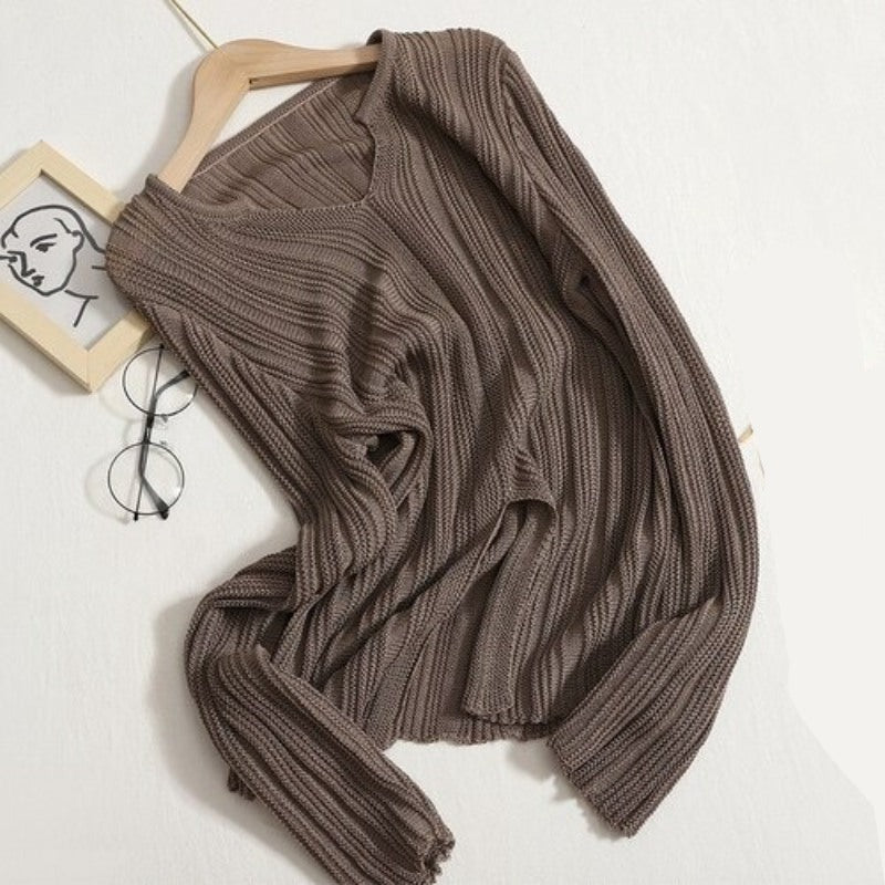 Solid Color Knitted Hollow Out Sweater For Women-Soco Hoodie