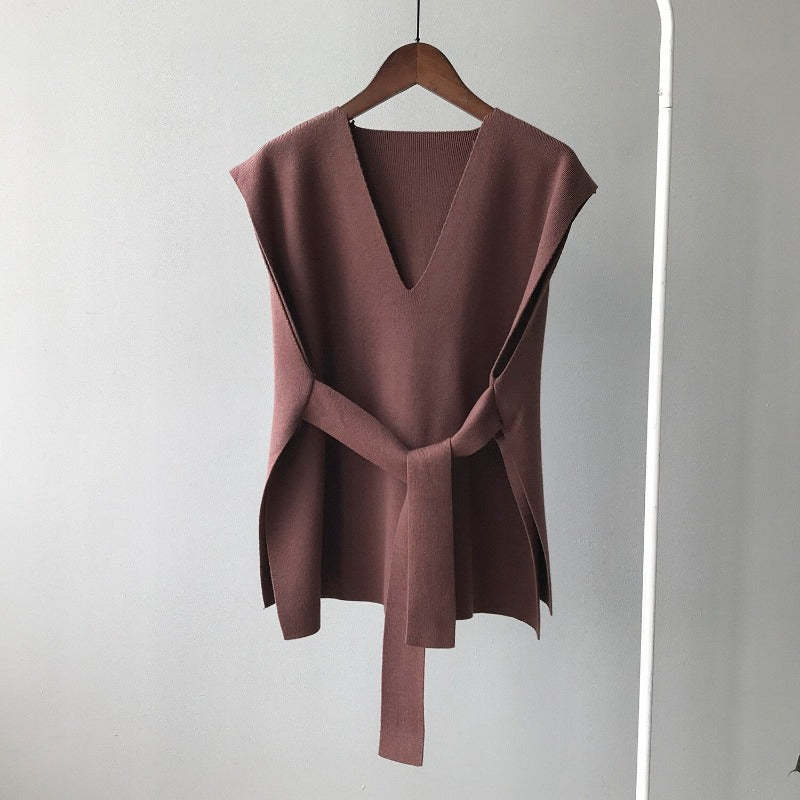 Retro Loose Knitted Sweater Vest For Women-Soco Hoodie