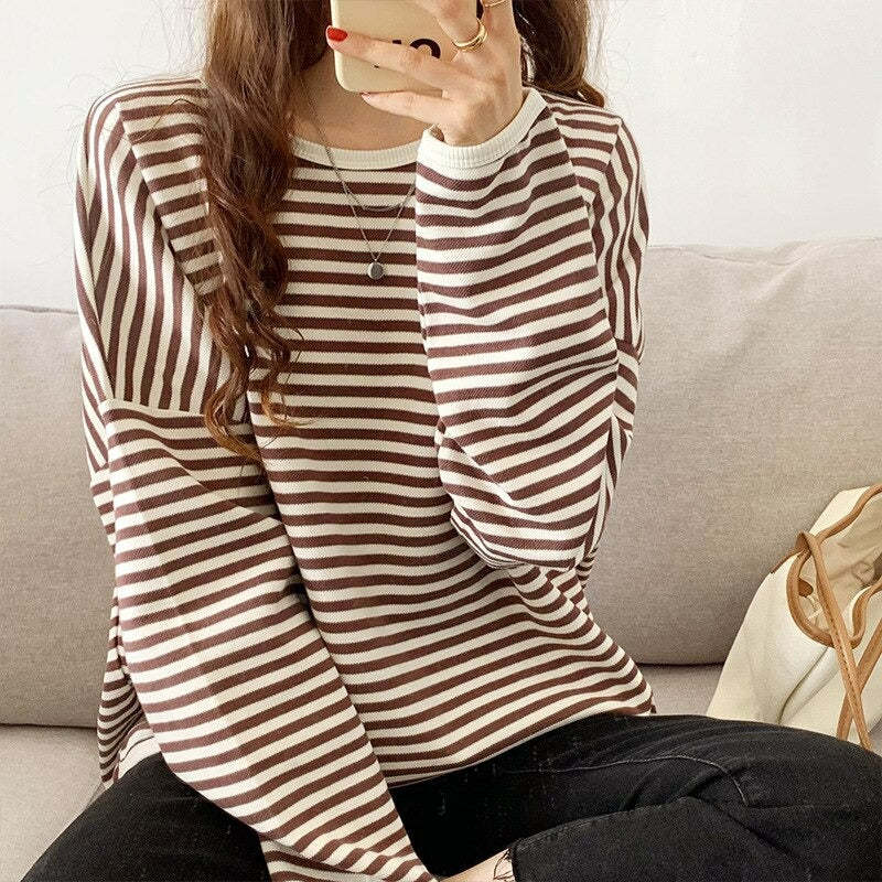 Long Sleeved Striped Sweatshirt For Women-Soco Hoodie