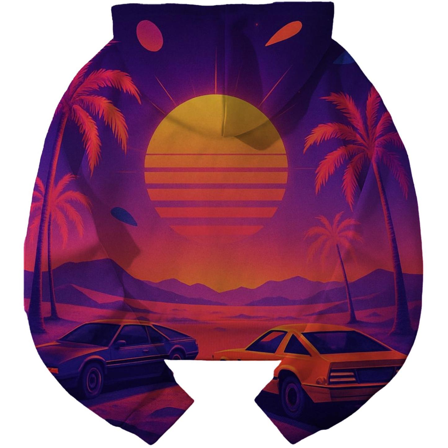Retro Futuristic Dreamscape Cropped Hoodie