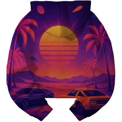 Retro Futuristic Dreamscape Cropped Hoodie