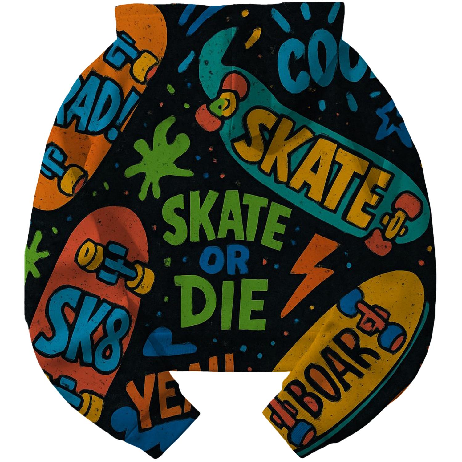 Vintage 80s Skater Style Cropped Hoodie