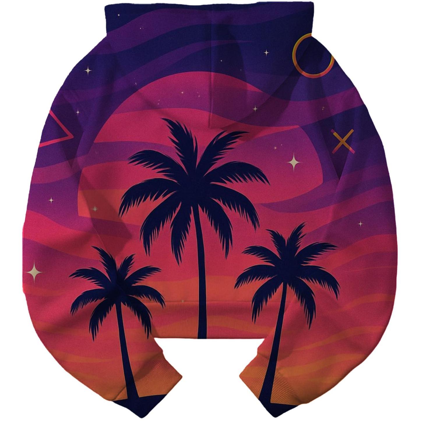 Retro Synthwave Sunset Cropped Hoodie