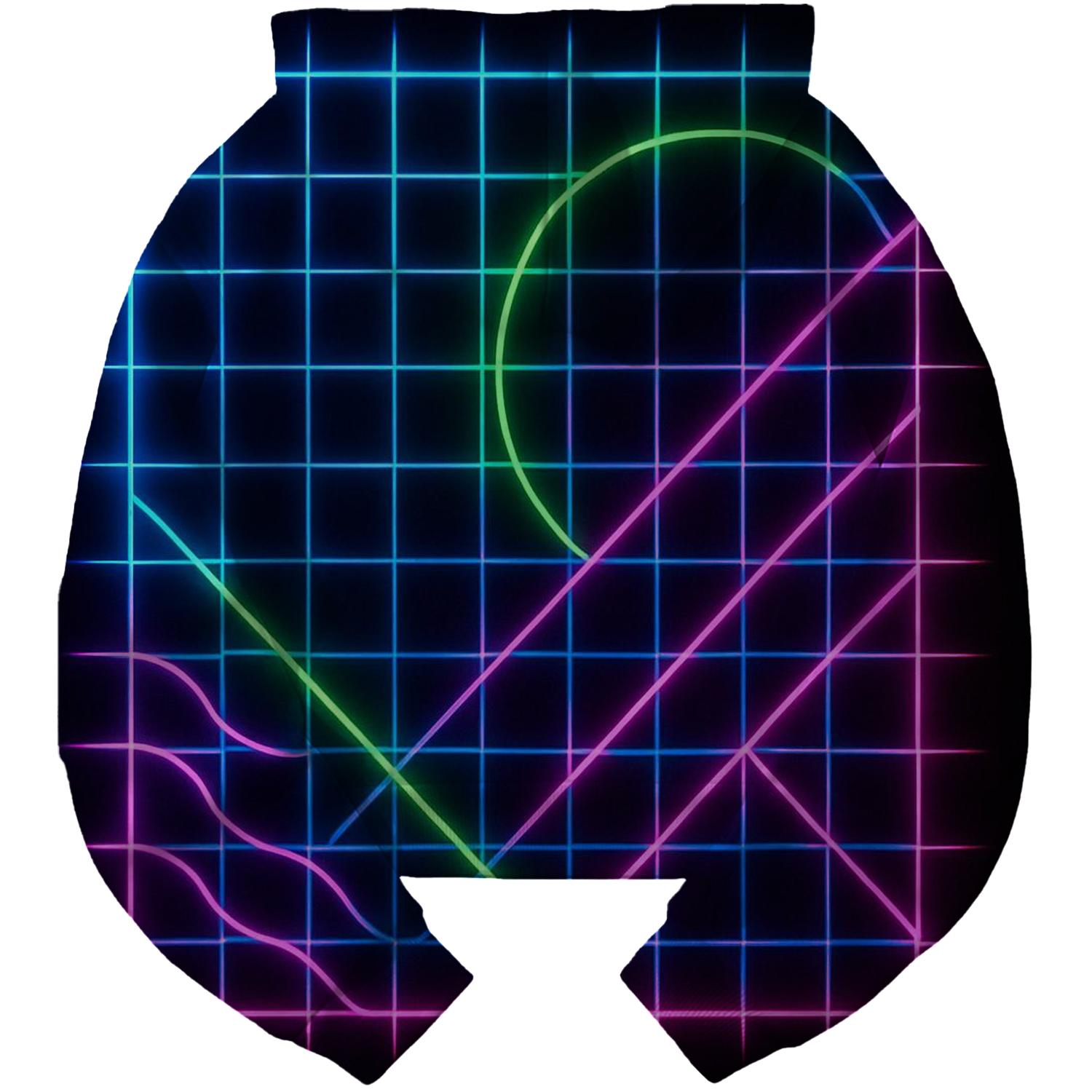 Futuristic Neon Grid Cropped Hoodie