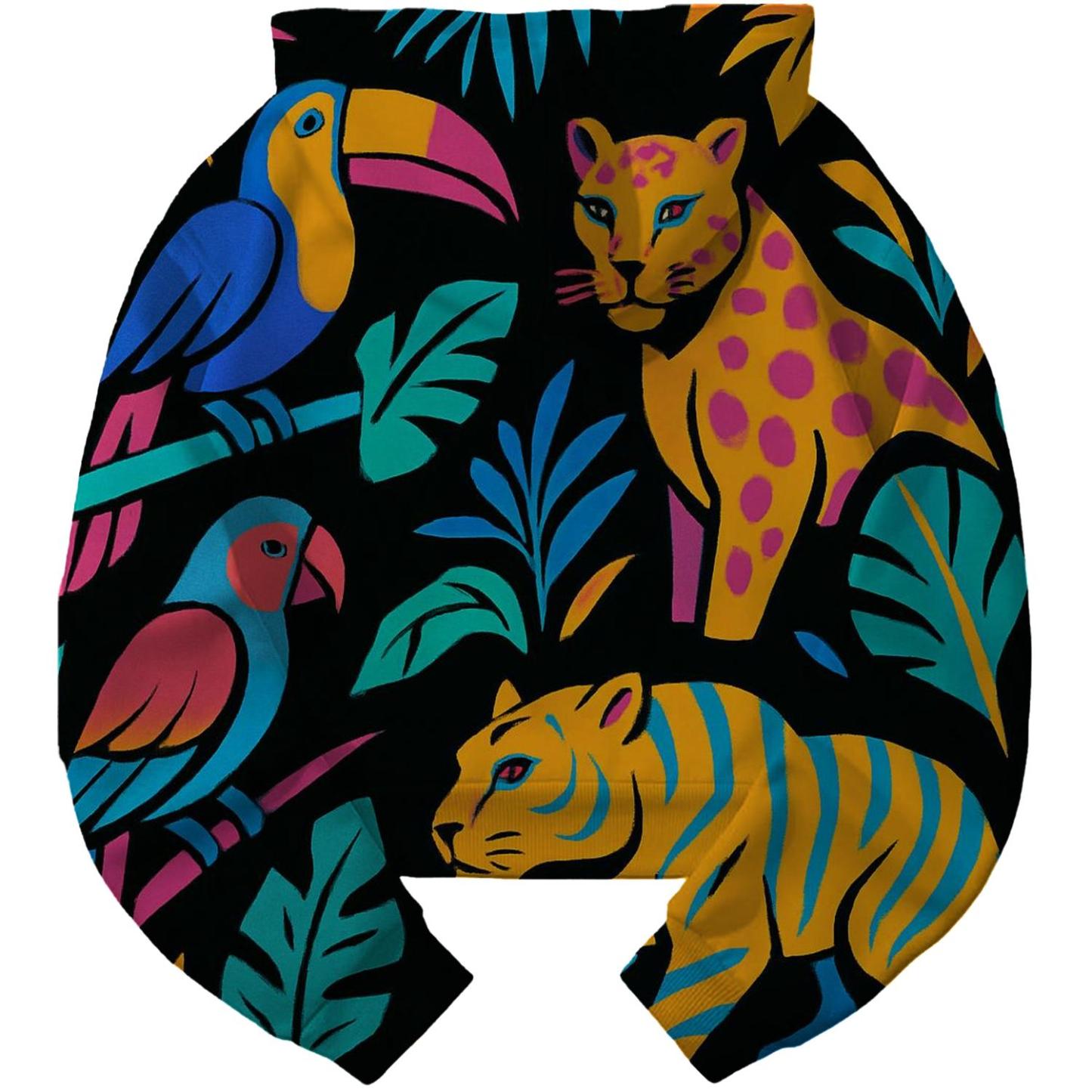 Funky Neon Jungle Cropped Hoodie