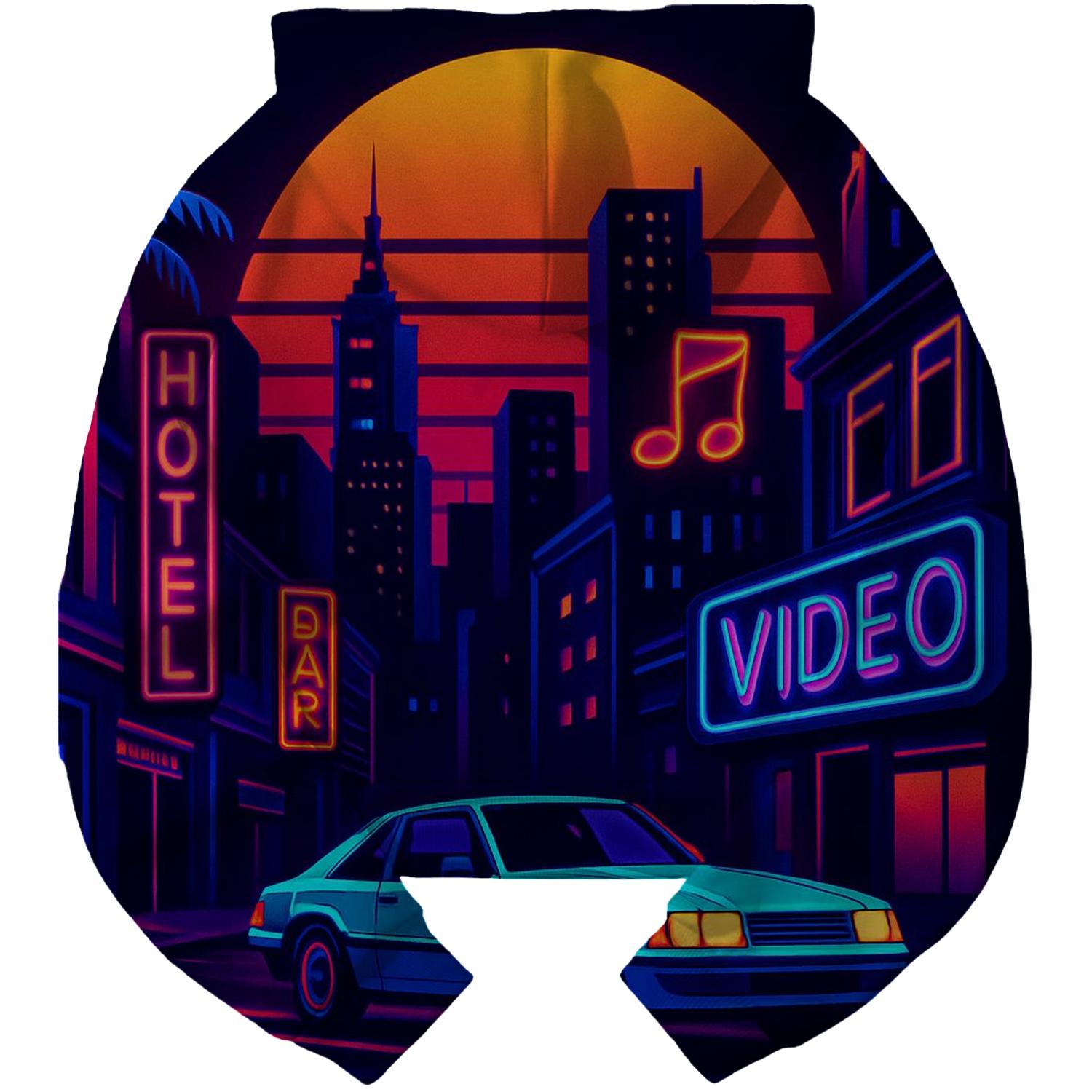 Vibrant 80s Synth City Hoodie