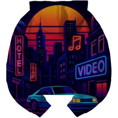 Vibrant 80s Synth City Hoodie