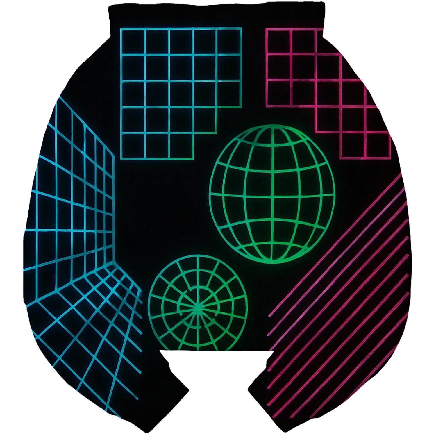 Retro Futuristic Grids Cropped Hoodie