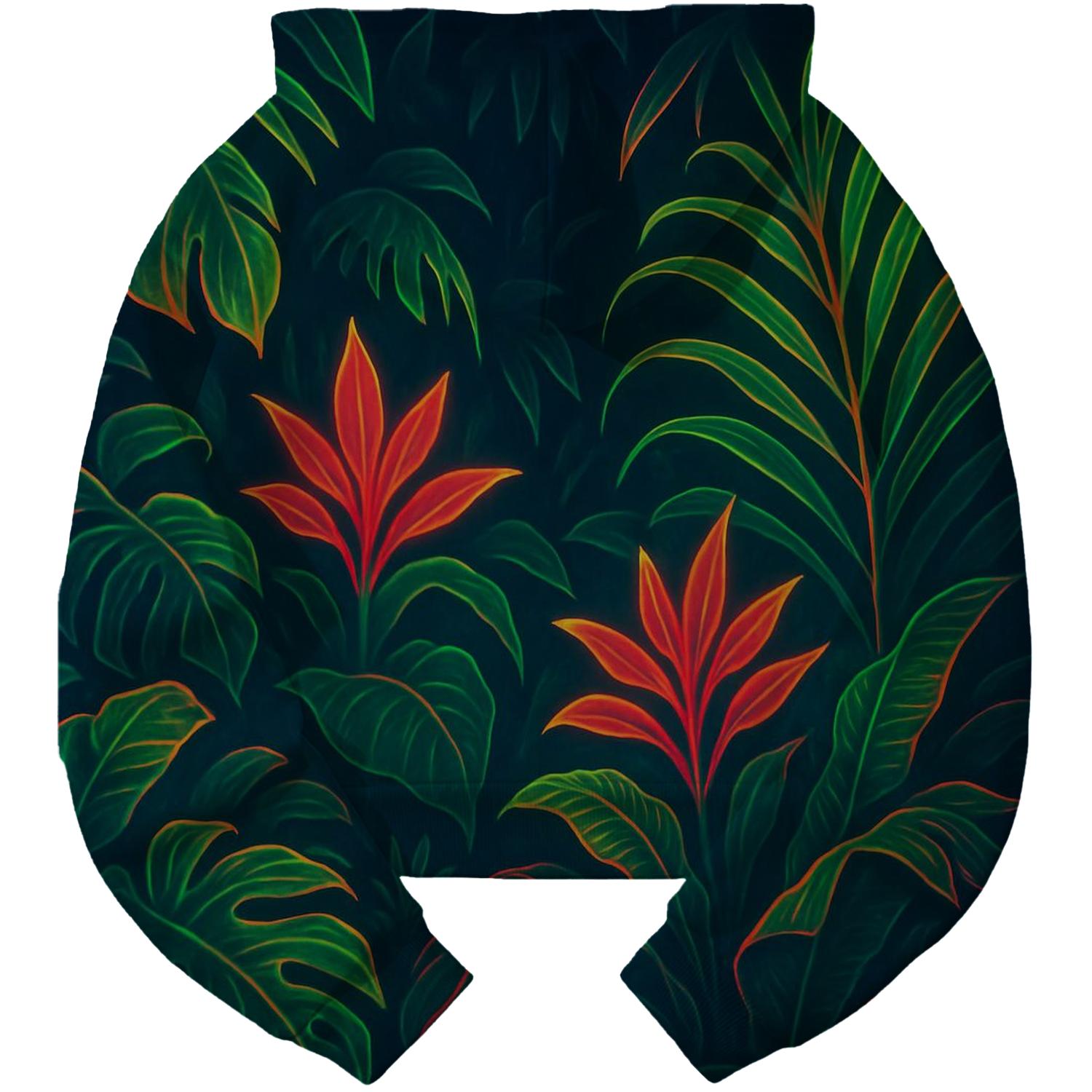 Retro Futuristic Jungle Cropped Hoodie