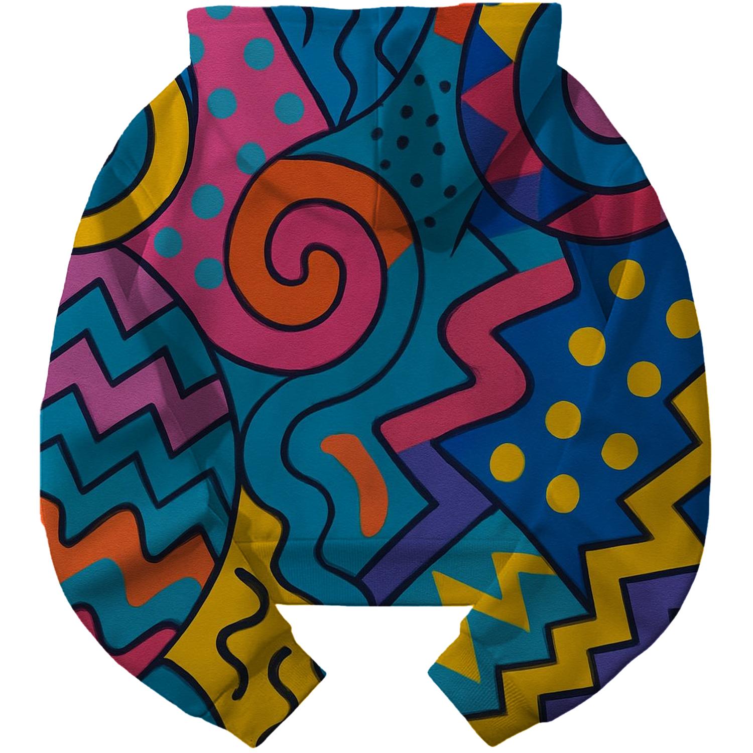 Funky 80s Style Patterns Cropped Hoodie