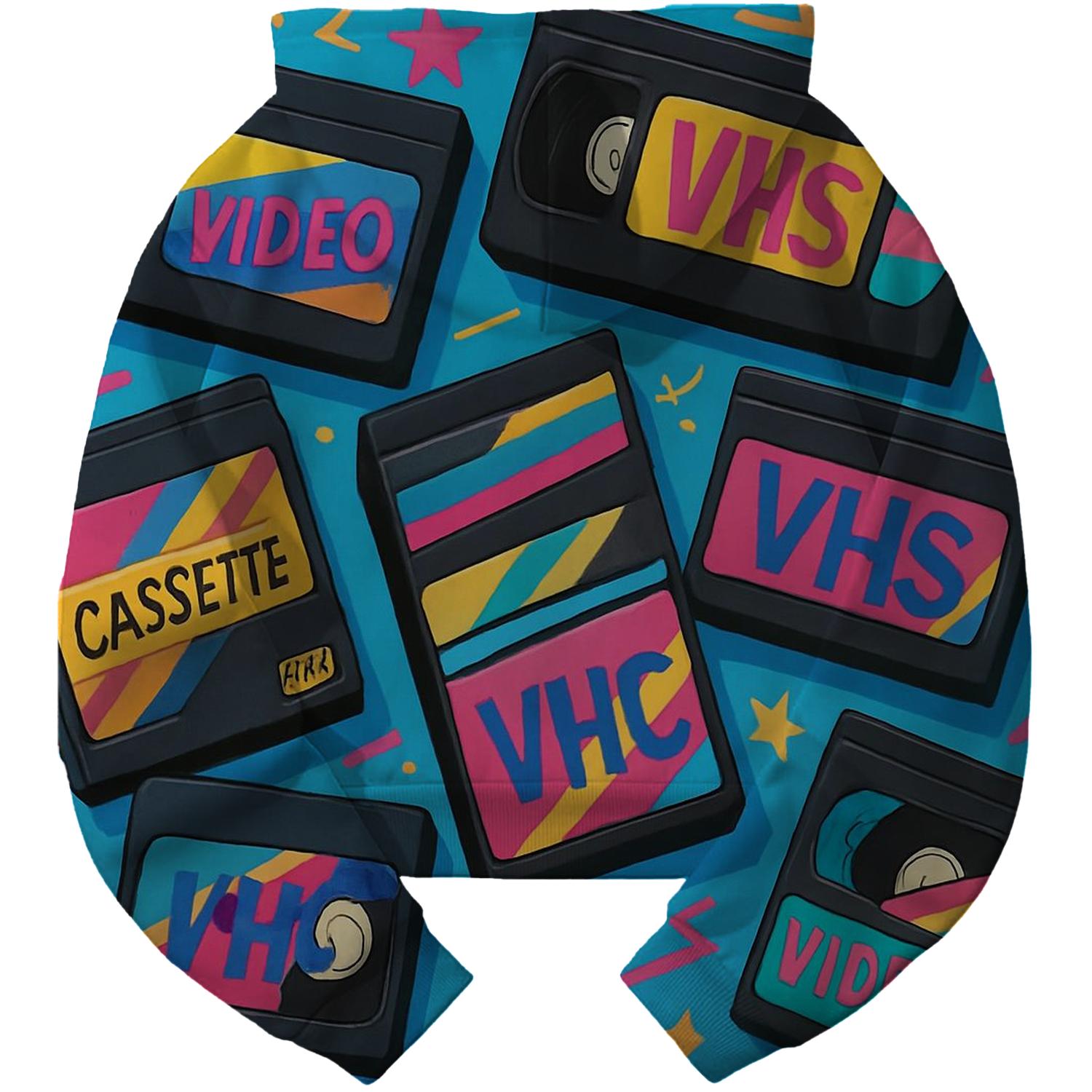 VHS Retro Revival Cropped Hoodie