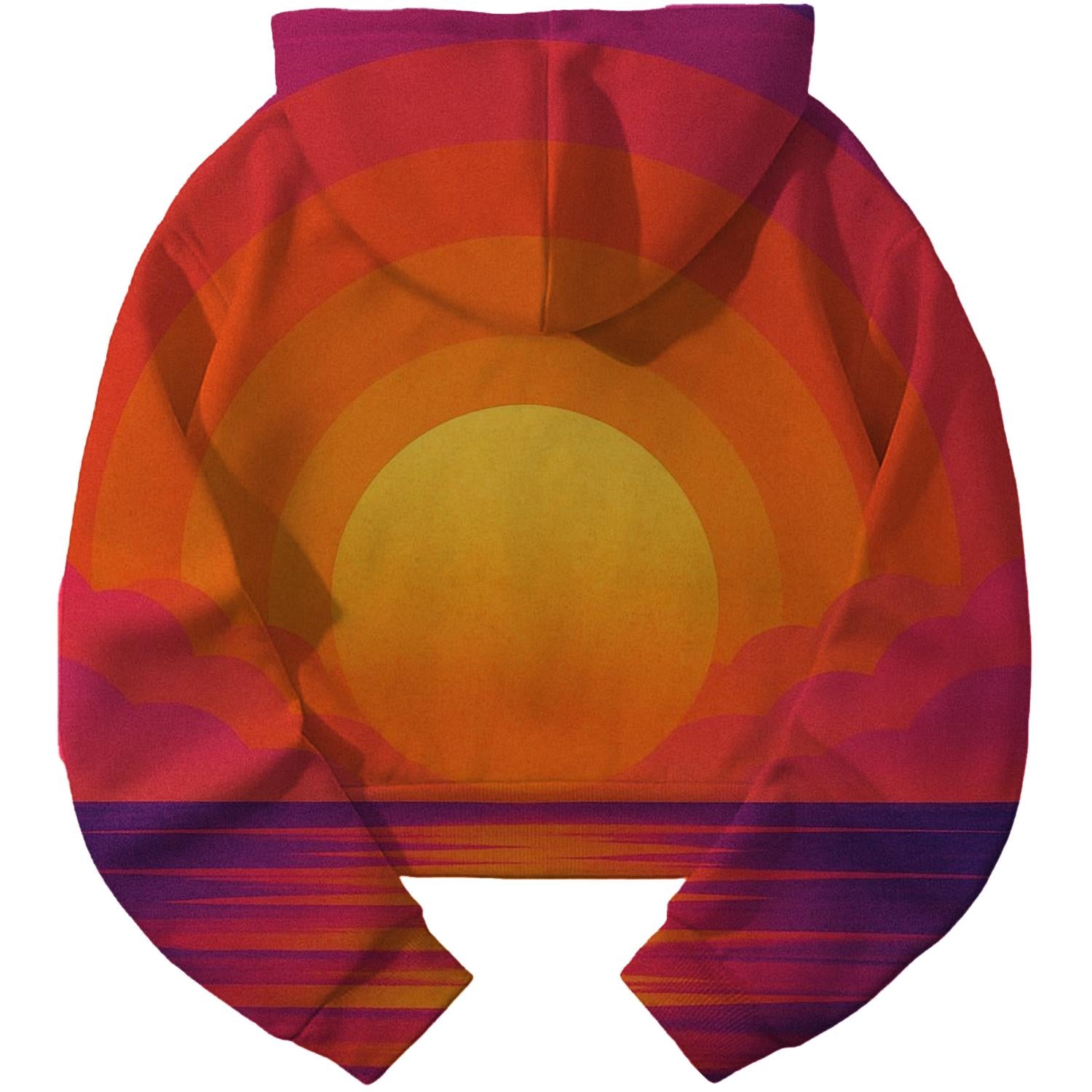 Retro Sunset Vibes Cropped Hoodie