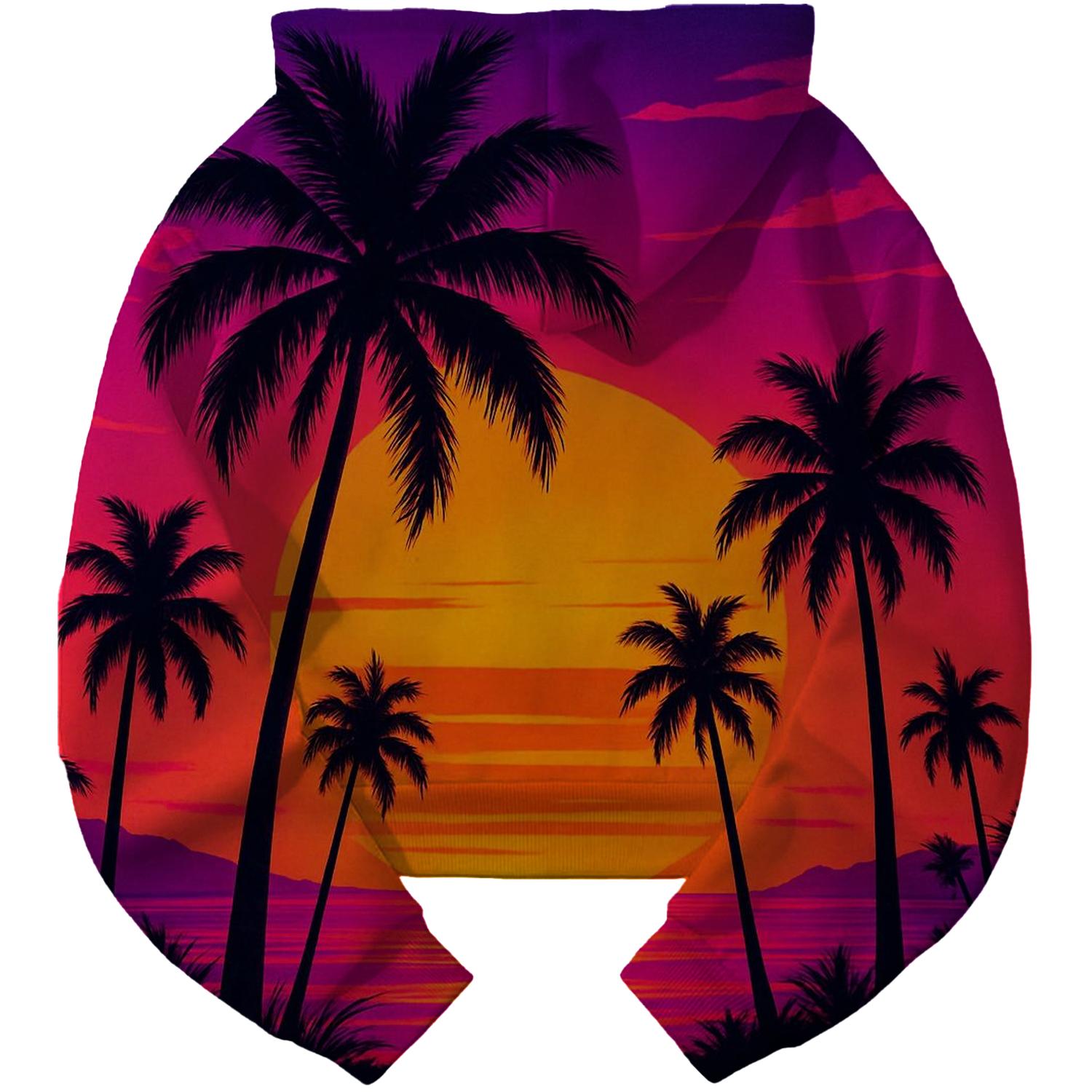 Neon Sunset Vibes Cropped Hoodie