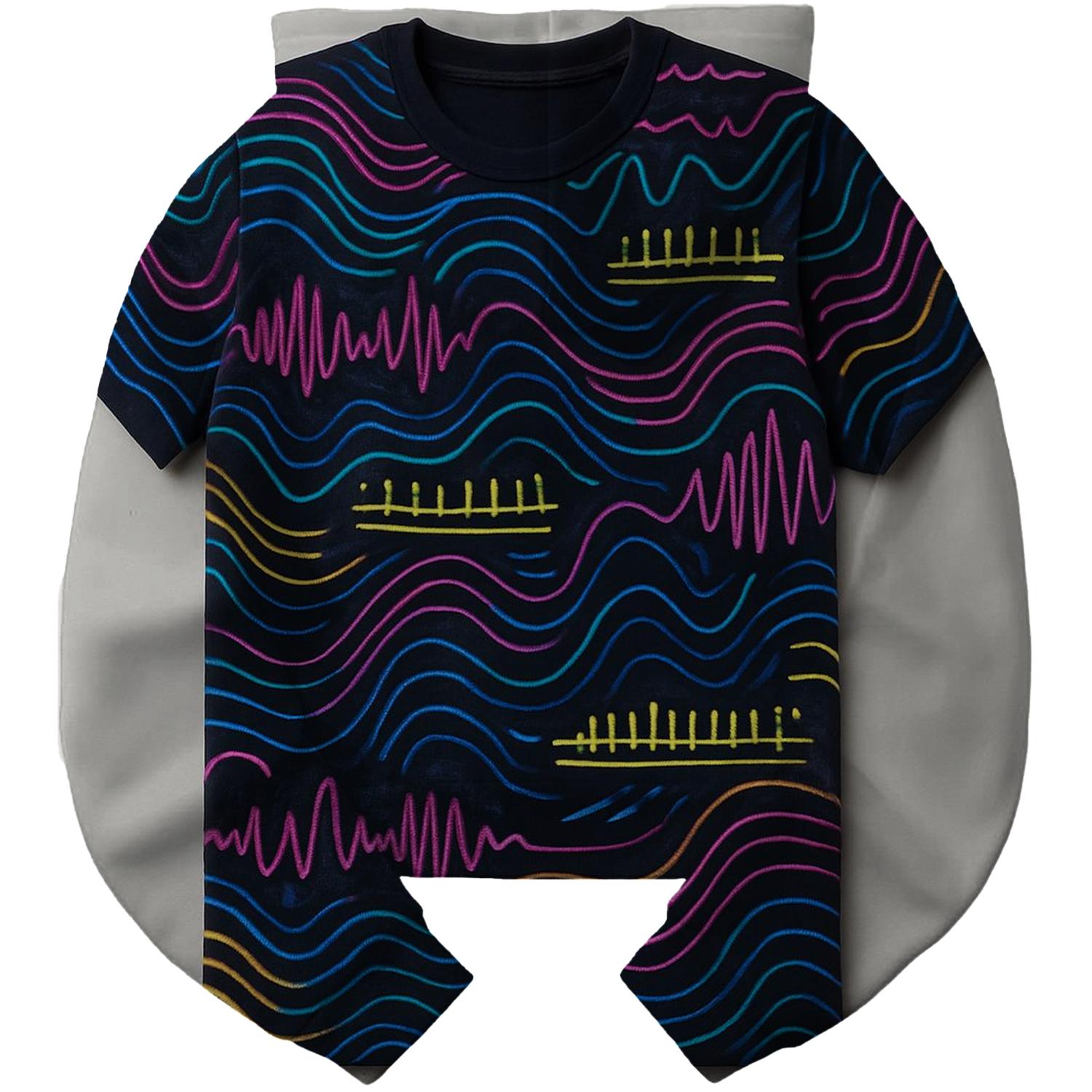 Electric Synth Patterns Cropped Hoodie