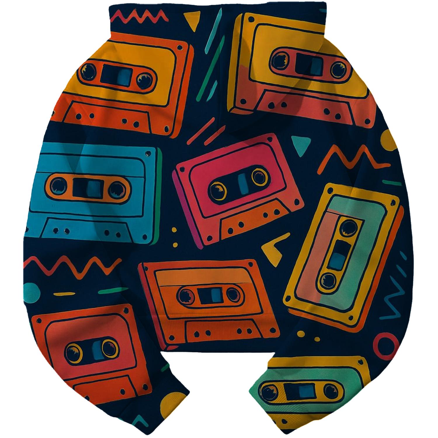 Cassette Tape Remix Cropped Hoodie