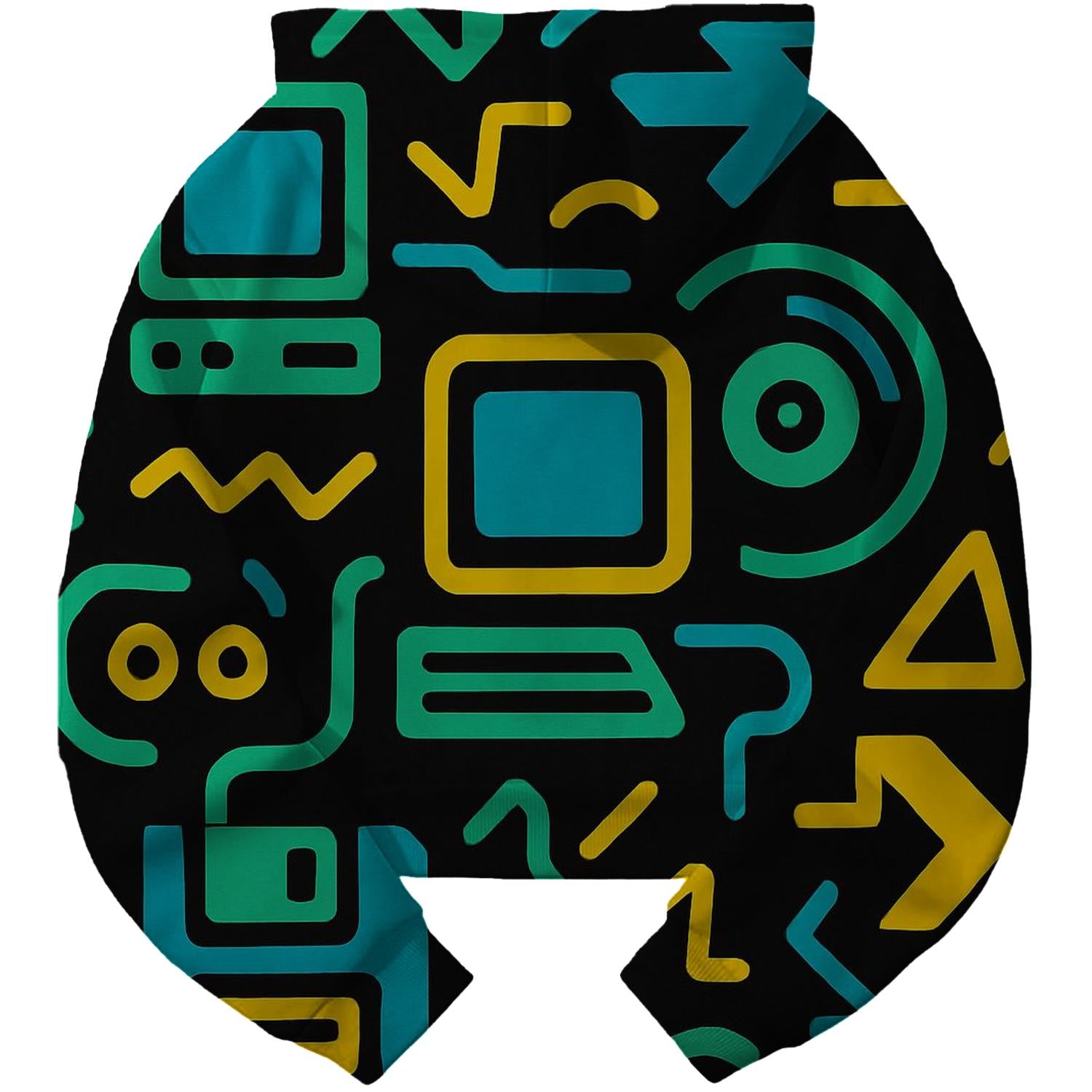 Retro Tech Geometric Cropped Hoodie