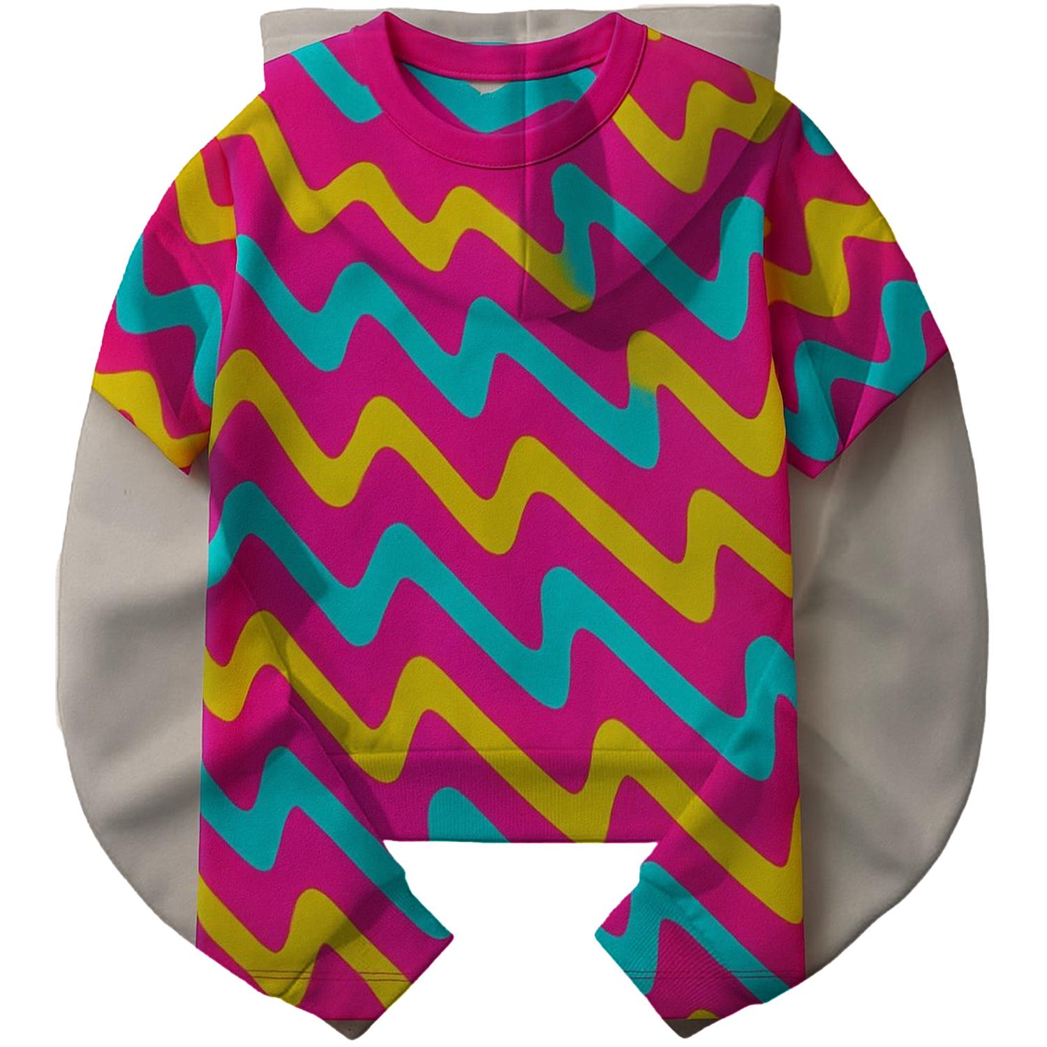 Electric Wave Patterns Cropped Hoodie