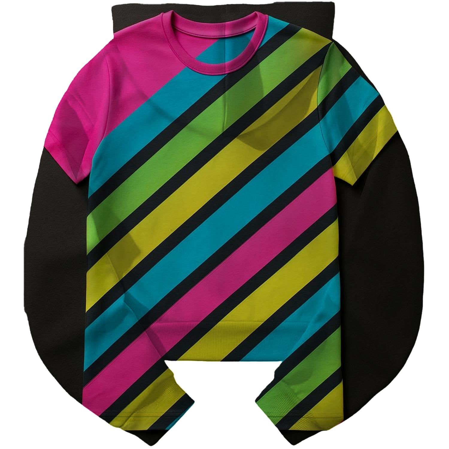 Colorful Neon Stripes Cropped Hoodie