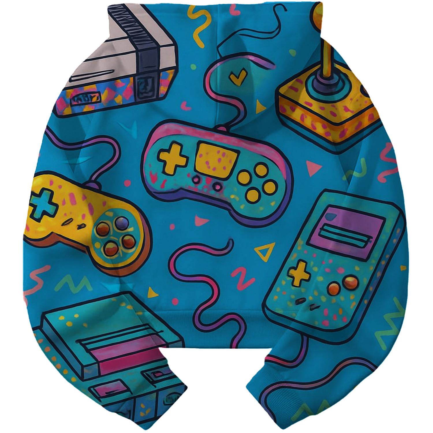 80s Game Console Nostalgia Cropped Hoodie