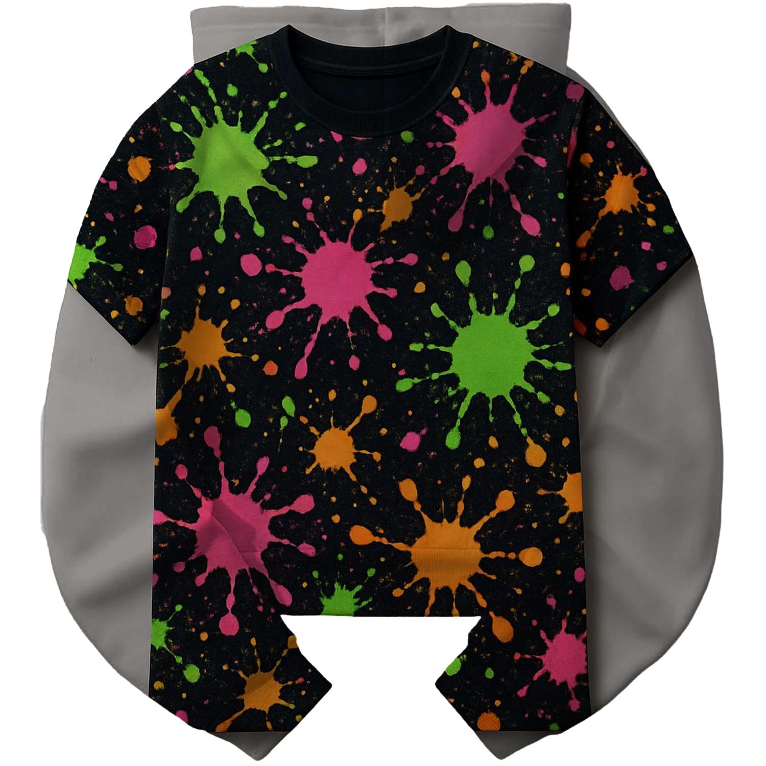 Radical Neon Splatter Cropped Hoodie