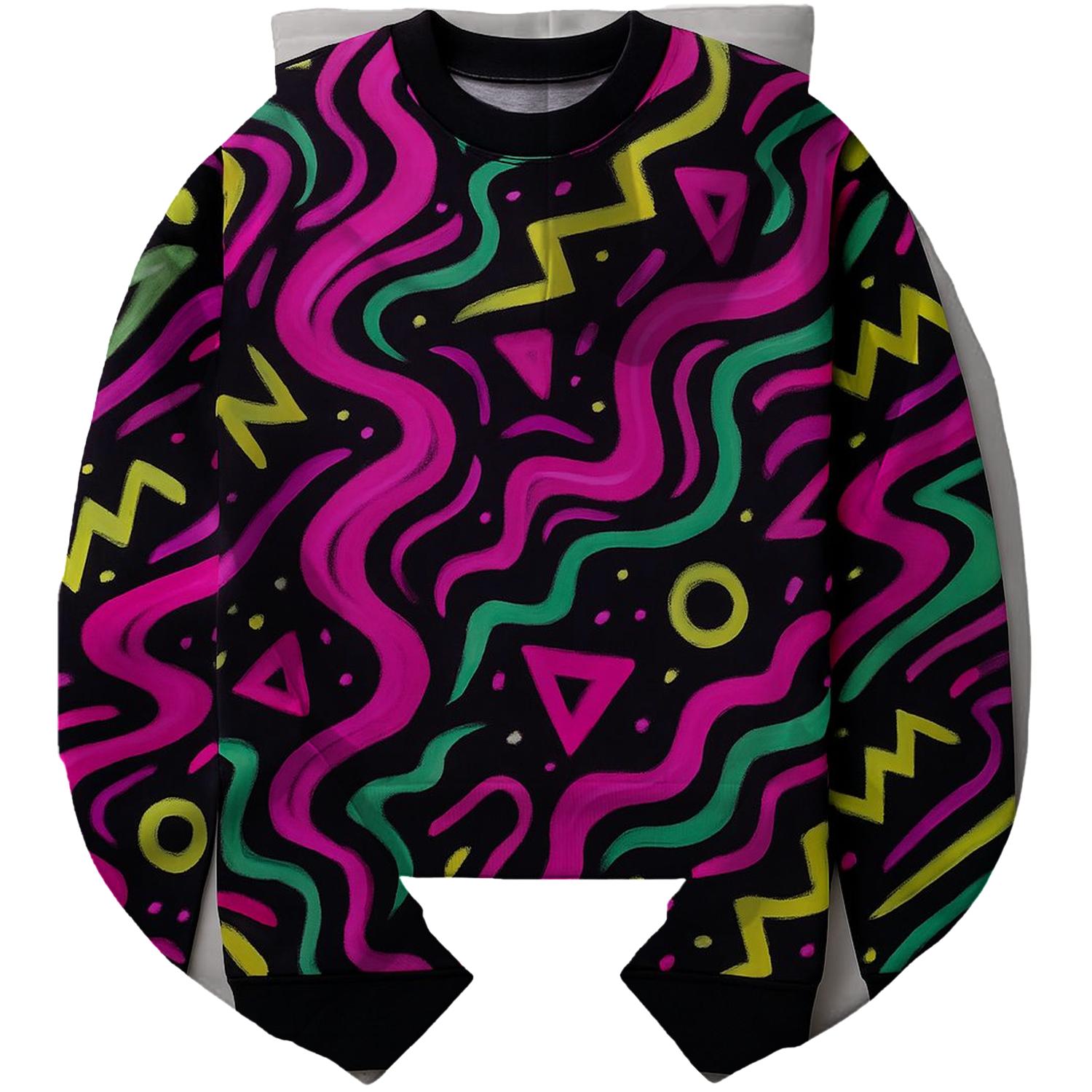 Electric 80s Vibes Cropped Hoodie