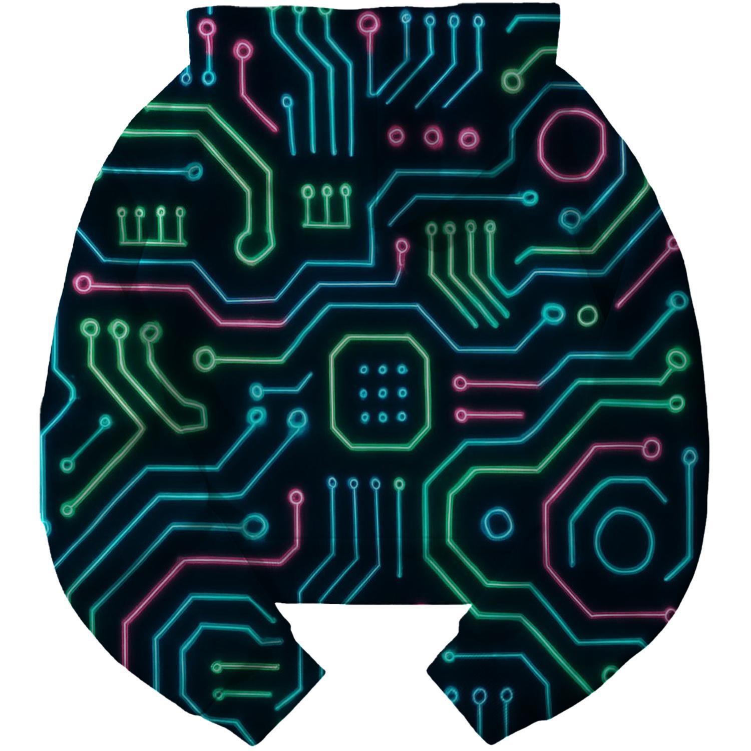Futuristic Neon Circuitry Cropped Hoodie