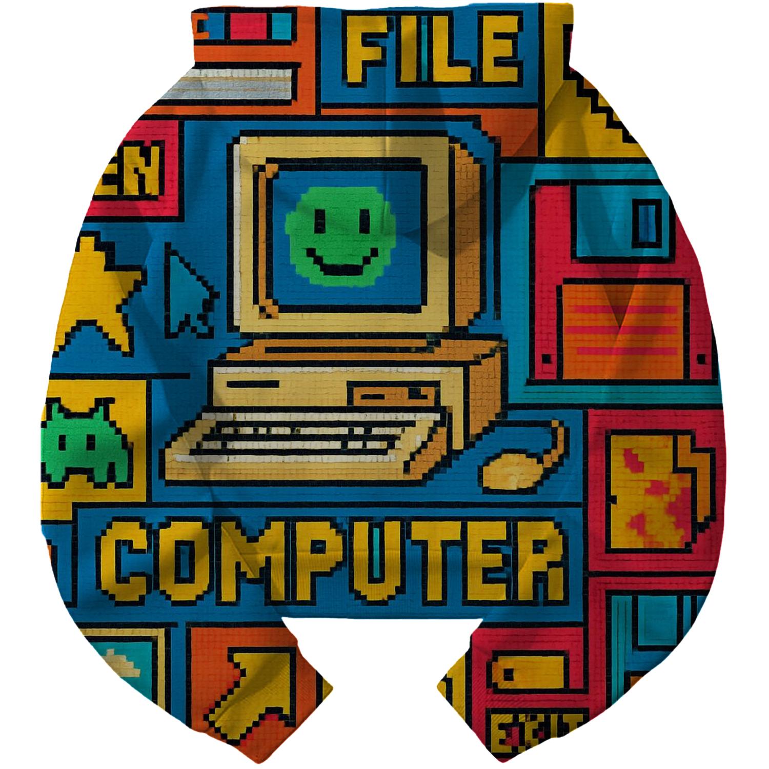 Vintage Computer Aesthetic Cropped Hoodie