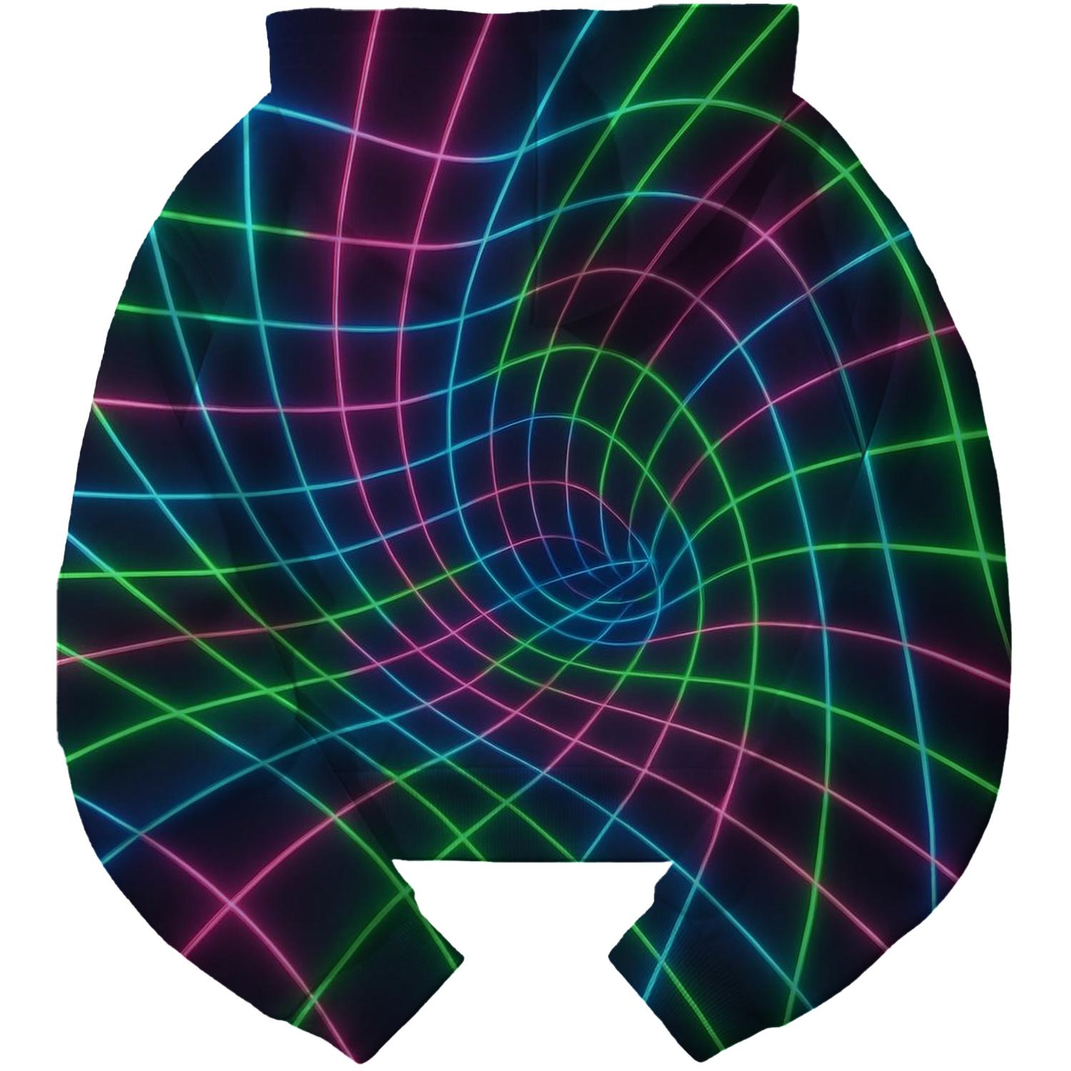 Neon Grid Explosion Cropped Hoodie