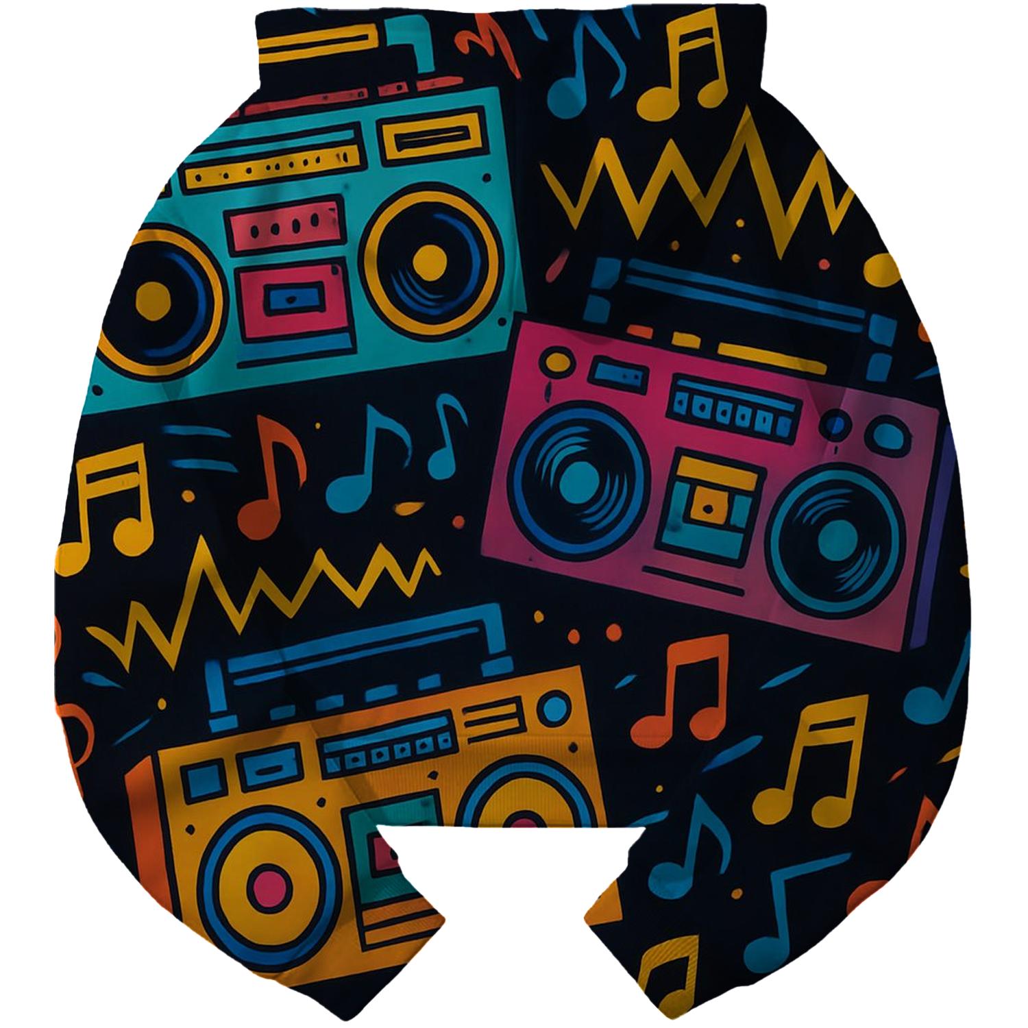Vibrant Boombox Beats Cropped Hoodie