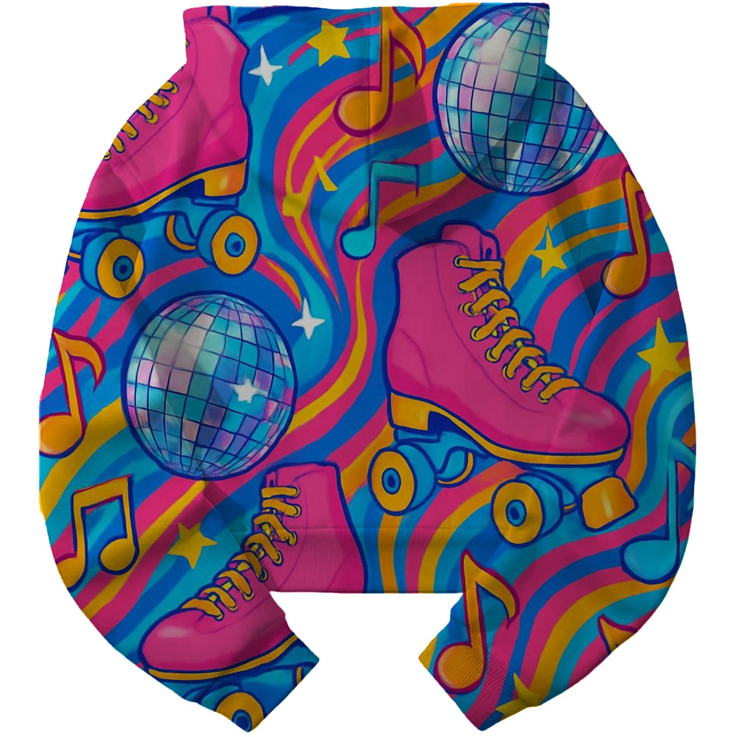 80s Roller Disco Fever Cropped Hoodie