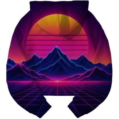 Bright Synthwave Horizon Cropped Hoodie