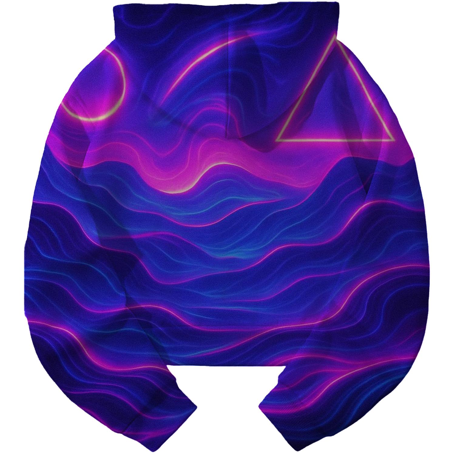 Futuristic Neon Dreamscape Cropped Hoodie
