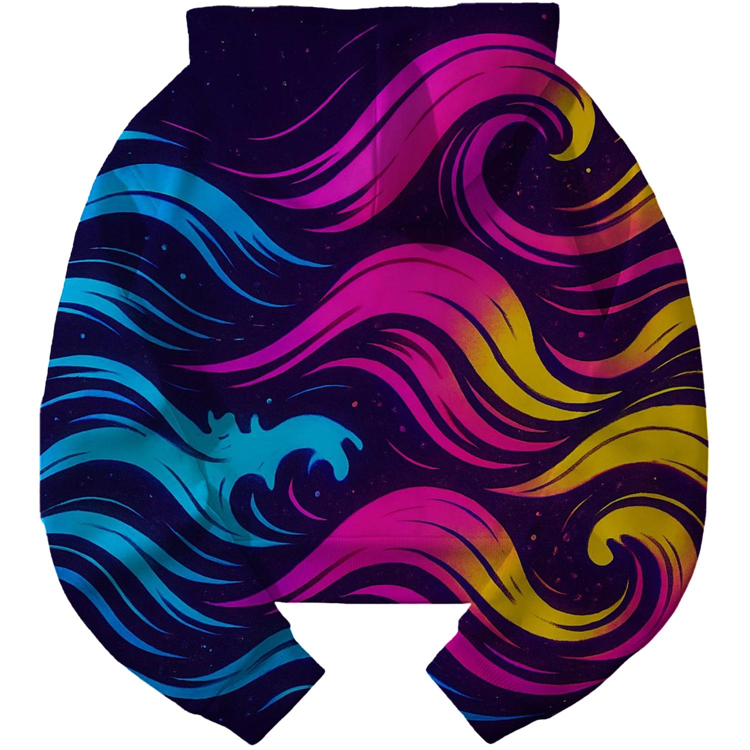 Electric Neon Waves Cropped Hoodie