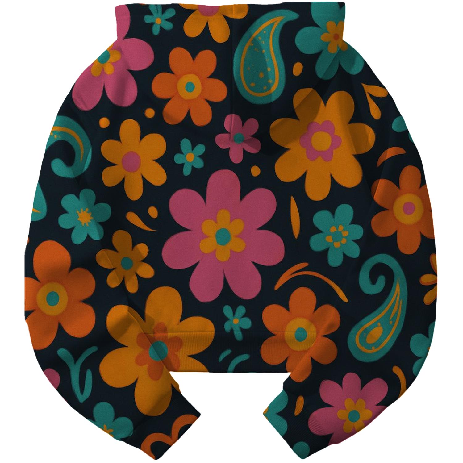 Funky Floral Patterns Cropped Hoodie