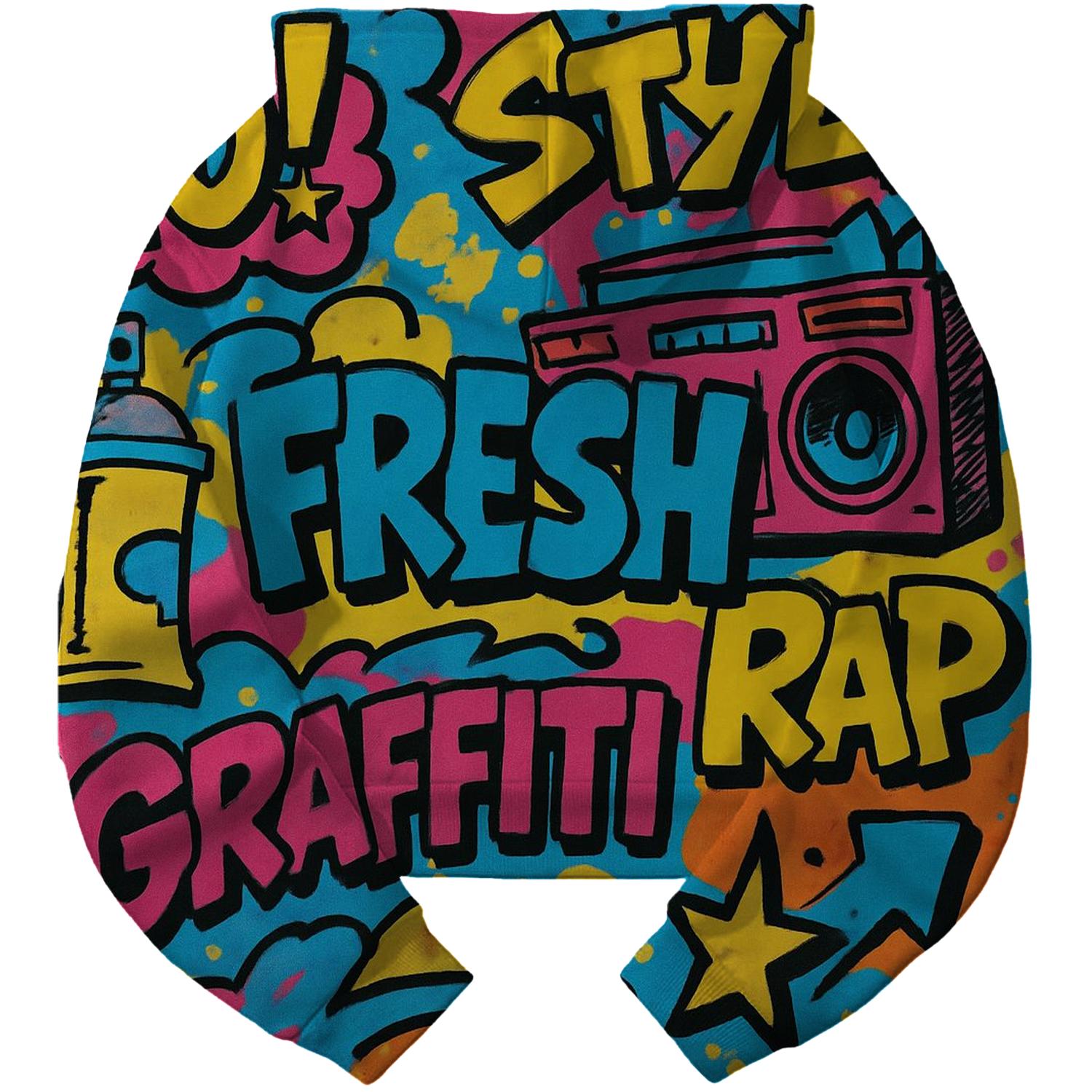 Vibrant 80s Graffiti Cropped Hoodie